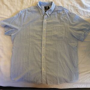 100% Cotton Short Sleeve XXL Preppy Blue and White Striped Button Down Shirt